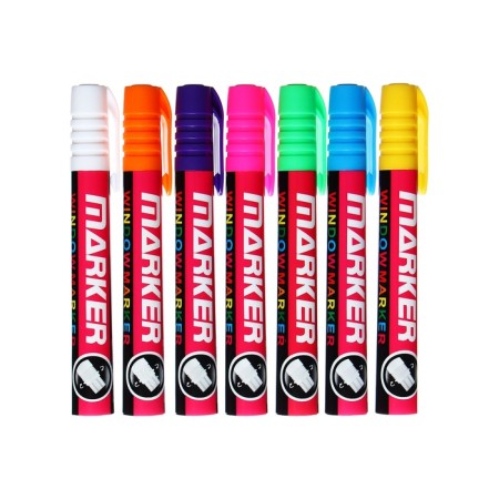 A set of chalk markers for glass, 7 colors, LED-2