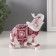 Souvenir Polystone "White Elephant. Burgundy Popon with Flower and Straza" 9x4.8x9.5 cm