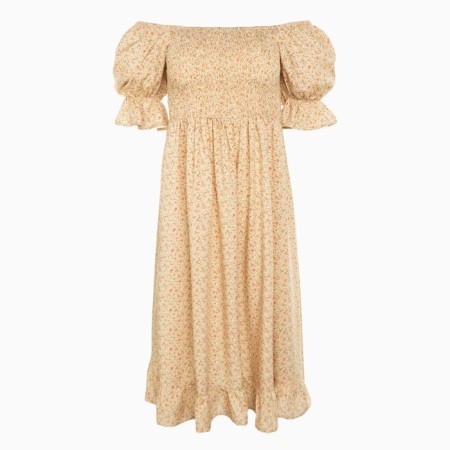 Women's dress minku: enjoy is beige color, size 48-7