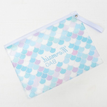 Cosmetic bag for a swimsuit, department on zip-lice, white / blue color-4