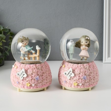 Souvenir Polystone Water Ball Light, Music "Flower Polyanka and Baby" MIX 10x10x14.5 cm