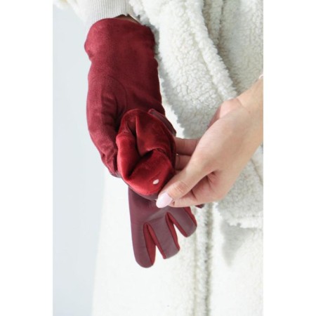 Gloves are female, dimensionless, without insulation, burgundy color-2