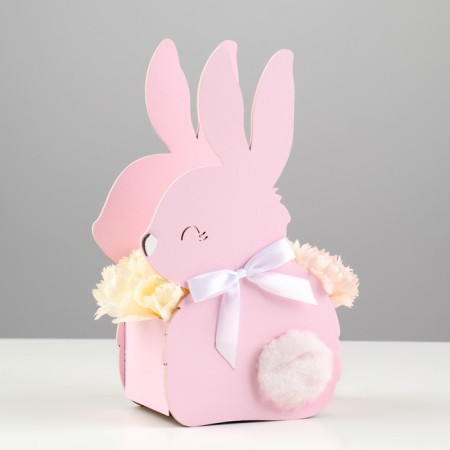 Wooden Kashpo 13x7.5x22 cm "Bunny", pink