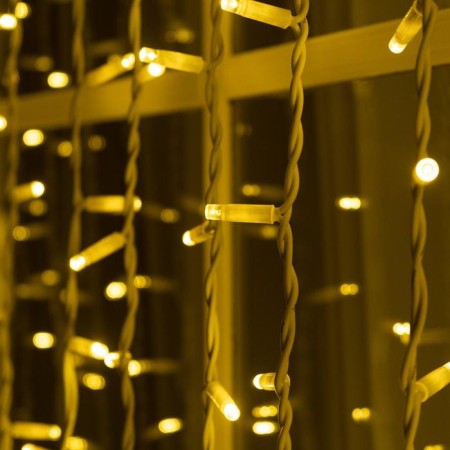 Girland "Curtain" 2 x 6 m, IP65, UMS, white rubber thread, 1440 LED, glow warm white, 220 V-3