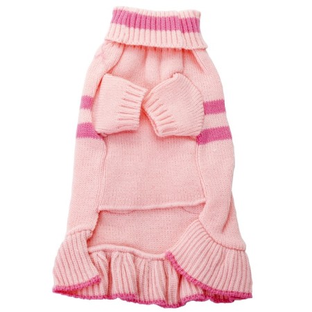 Knitted dress with high throat, ds 25 cm, pink-2