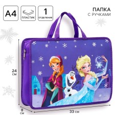 Plastic folder with A4 handles, on a zipper, 80x330x240 mm, cold heart
