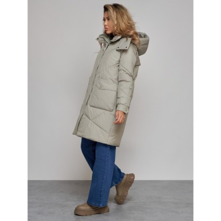 Coat insulated winter female, size 44, color light green-7