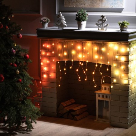 Smart garland "fringe" 3 × 0.4 m dew, ip20, silver thread, 144 LED, remote control, application, glow RGB, USB