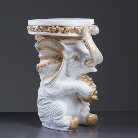 Figure - stand "Elephant sitting" white gold, 34x26x44cm-4