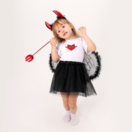 Carnival set "Devil": T -shirt, skirt, rim, wings, rod, height 98–110 cm-4