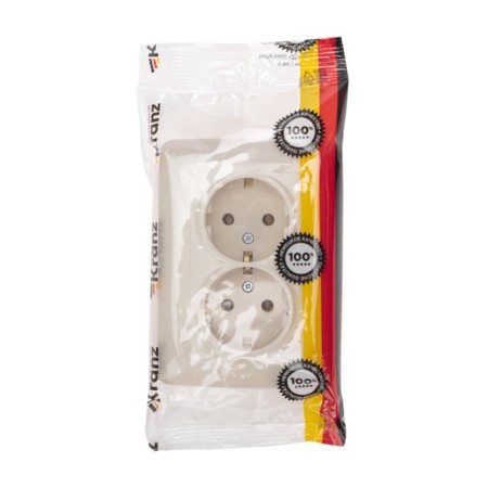 Double kranz outlet with grounding, hidden installation, 16a, beige KR-78-0248-4