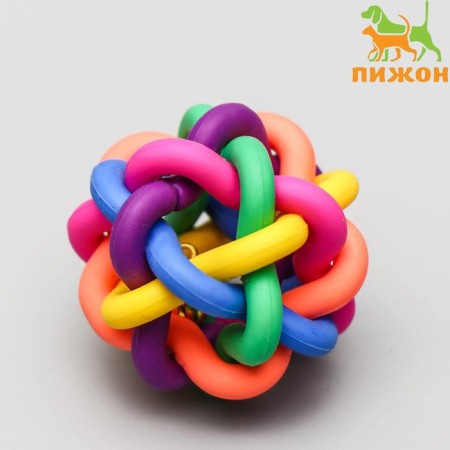 Rubber toy "molecule" with a bell, 4 cm, mix of flowers
