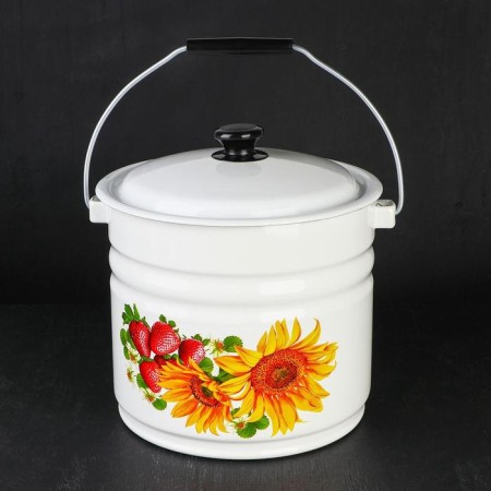 Bucket, 10 liters, with a lid, a mix neckline, white color