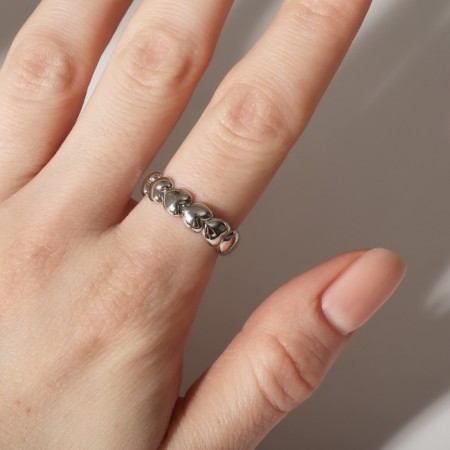Ring "hearts" row, color silver, dimensionless-2