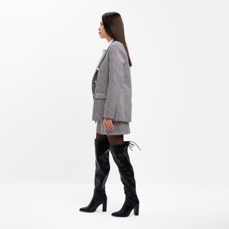 Women's skirt with a cut Mist p. 44, black/white-1