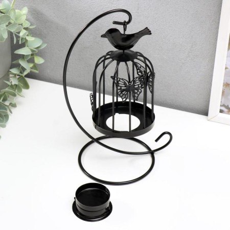 Climber Metal "Cage with a bird" Black, 23x10x10 cm-4