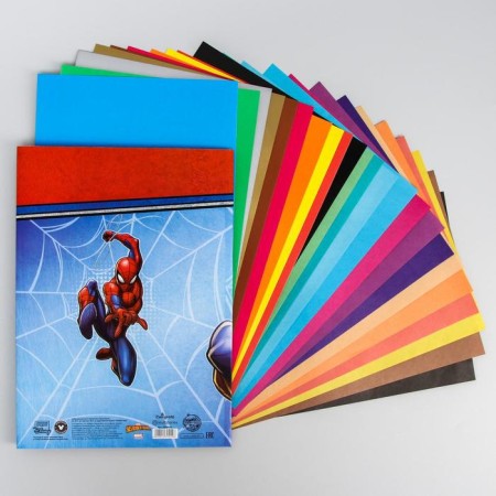 Set "Spider-Man" A4: 10 liters of color unilateral cardboard + 16l color bilateral paper-1