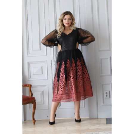 Women's dress, size 52, black color, pink-4
