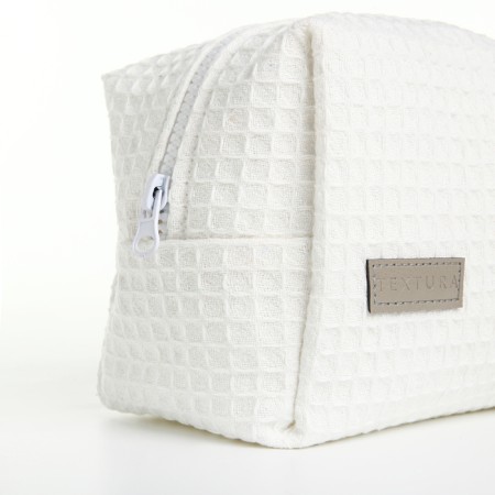 Cosmetic bag at the lightning textura, white color-5