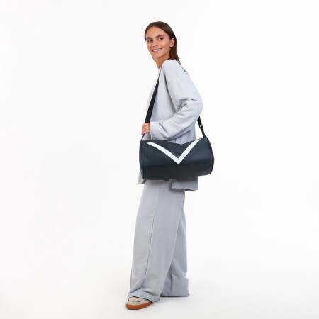 Sports bag with lightning, long belt, gray color-4
