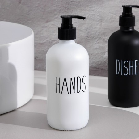 A set of bathroom dispensers, 500 ml, glass, black and white color-2