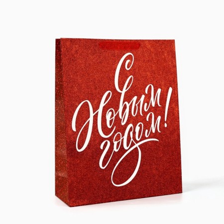 New Year's Gift Laminated Package Happy New Year, Glitter, L, 31 x 40 x 11.5 cm, New Year