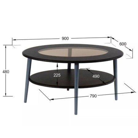 Journal table "El", with glass SZH-01, 900 × 600 × 480 mm, color of wenge-4