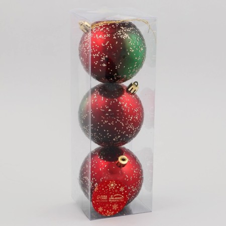 Set of balls plastic D-8 cm, 3 pcs "Madison" Green Red-1