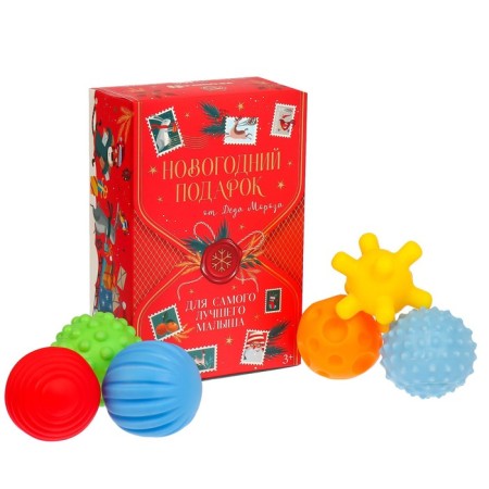 Gift set of developing balls "Magic Post" 6 pcs., New Year's gift packaging, crumb I-8