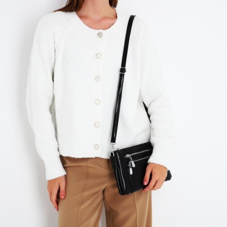 Bag Cross-Bodi with a zipper, black color-8
