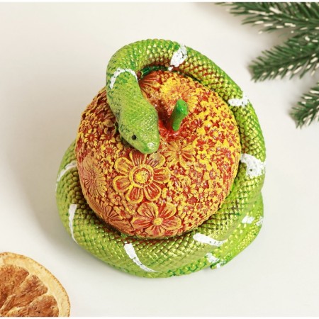 The piggy bank "Snake on the apple" Red apple, 10x11cm-1