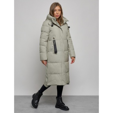 Coat insulated winter female, size 42, green color-2
