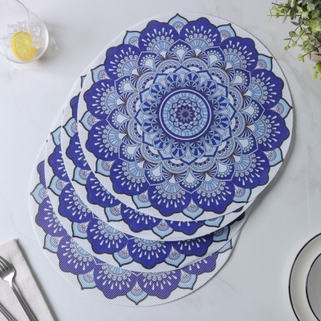 A set of serving napkins on the table "Silia", d = 38 cm, 4 pcs, the color is blue-2