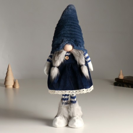 Interior doll "Grandma in a blue sundress and cap" 54 cm