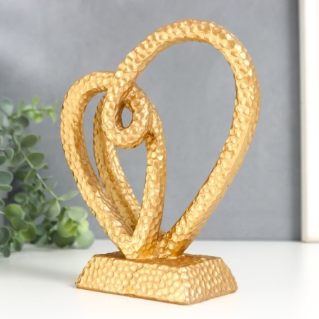 Polystone souvenir "Two hearts in one" gold 20.5x17x7 cm-2