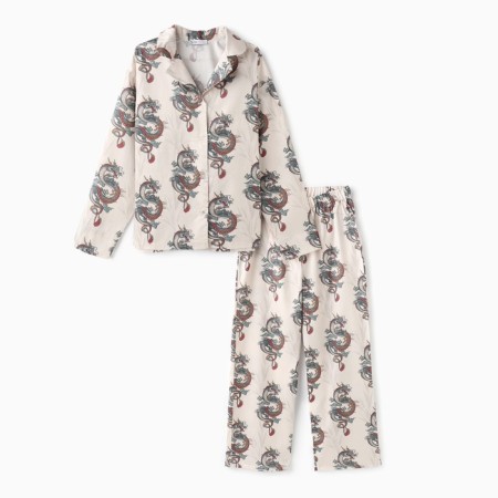 PAZHAMA Women's KAFTAN "Dragons", r.52-54, beige-4