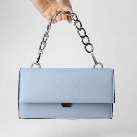 A chain for a bag, with carbines, metal, flat, 29 × 19 mm, 30 cm, silver color-4