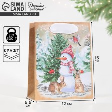 Craft vertical “snow -covered forest”, s 12 x 15 x 5.5 cm, New Year