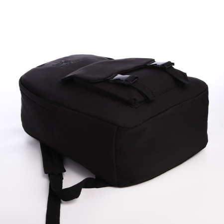 School backpack from textiles with a zipper, 4 pockets, black color-4