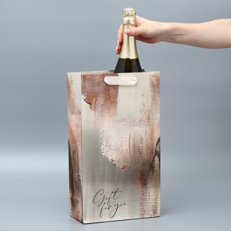 Gift package for two bottles, packaging, Bronza, 35 x 20 x 9 cm-1