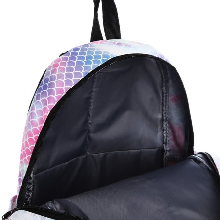 Youth backpack from a lightning textile, 3 pockets, waist bag, blue/white/pink color-2