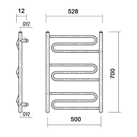Water towel Domoterm "Ophelia", P9, 9 crossbars, 500 x 700 mm, bronze-3