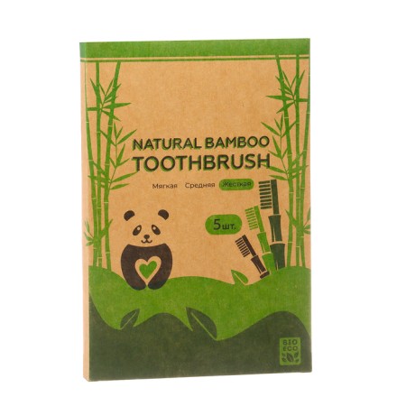 Bamboo Toothbrush hard, 5 pieces, mix of flowers-5
