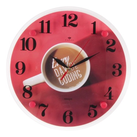 Wall clock, interior: kitchen, "cup of coffee", silent, d-30 cm