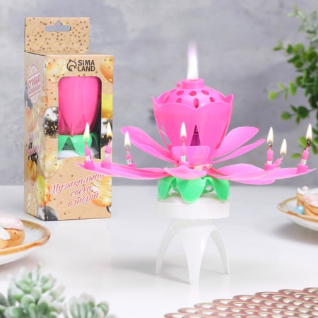 Candle for the cake musical "Tulip", spinning, pink, 14.5 × 6 cm