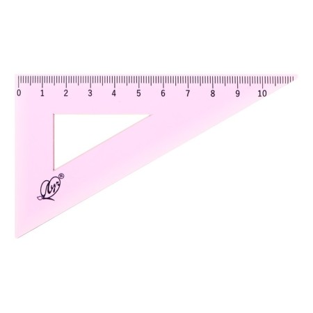 Drawing set 4 objects (ruler 15 cm, square 30 °/ 60 °, 10 cm; square 45 °/ 45 °, 8 cm; transporter 180 °, 9 cm), transparent pink-2