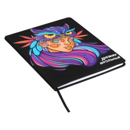 School diary for grades 1-11 “Owl Girl”, hard cover, artificial leather, “soft-tach”, lies, 48 ​​sheets, universal cheat sheet, block 80g/m2-1