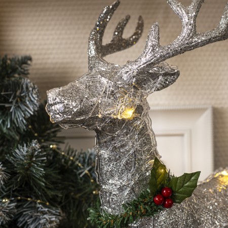 LED figure "silver deer" 30 × 46 × 15 cm, acrylic, batteries CR2032x2 (not in the kit), glow warm white-2