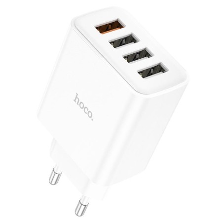 Network charger Hoco C102A, 1 USB, 18 W, 3 USB, 2.1 A, Qc, white