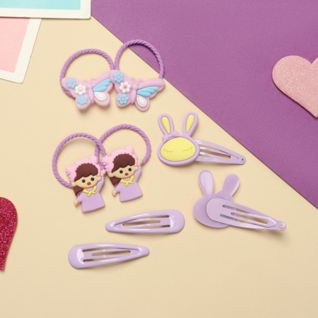 Hair set "Vanilla" (4 elastic bands, 4 invisibles) Bunnies, lilac-2